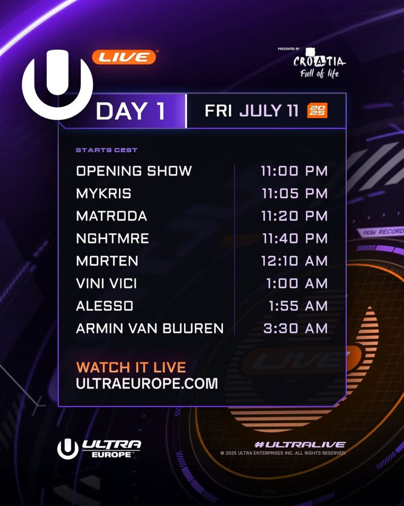 Ultra Europe 2025 Livestream Schedule &...